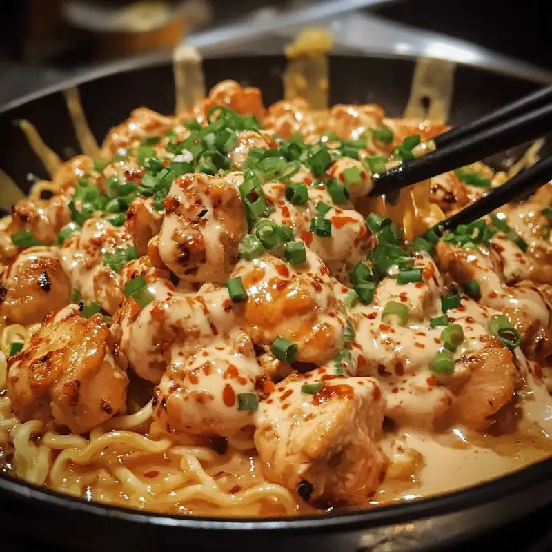 Fiery Chicken Ramen with Creamy Garlic Sauce – A Bold Summer Favorite 1 Fiery Chicken Ramen with Creamy Garlic Sauce – A Bold Summer Favorite
