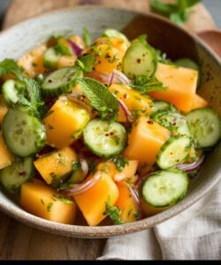 Cantaloupe Cucumber Mint Salad