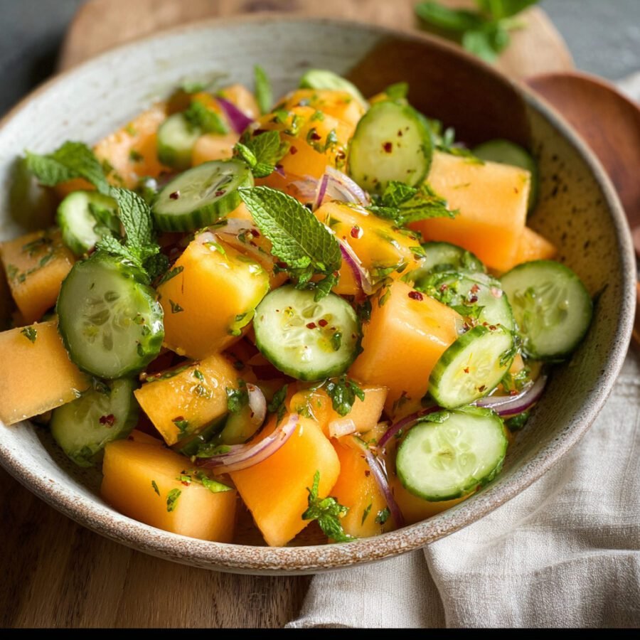 Cantaloupe Cucumber Mint Salad