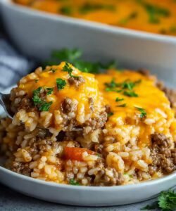 Cheesy Hamburger Rice Casserole