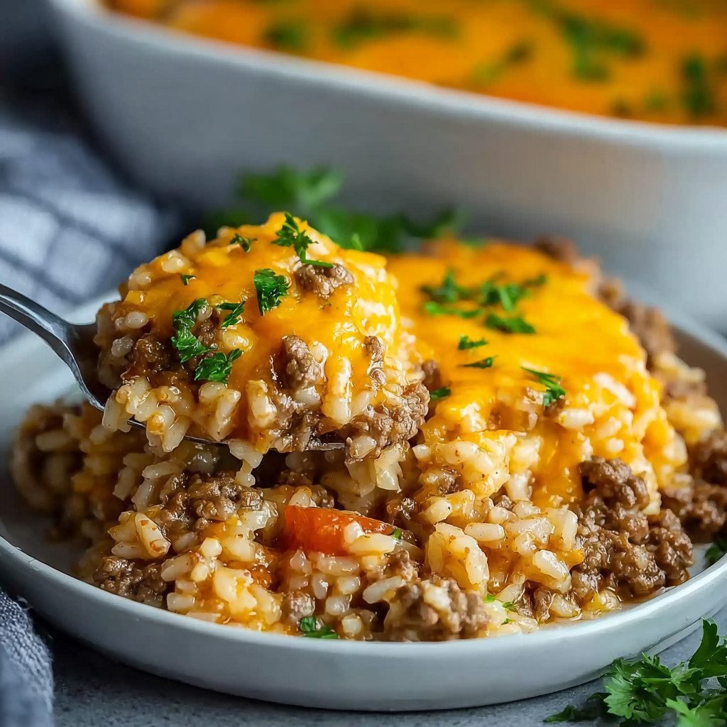 Cheesy Hamburger Rice Casserole: Easy Family Dinner Delight