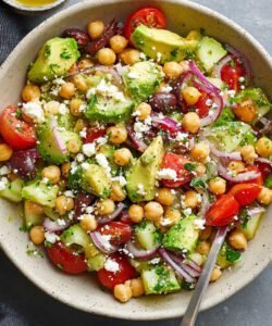 Chickpea Avocado Greek Salad