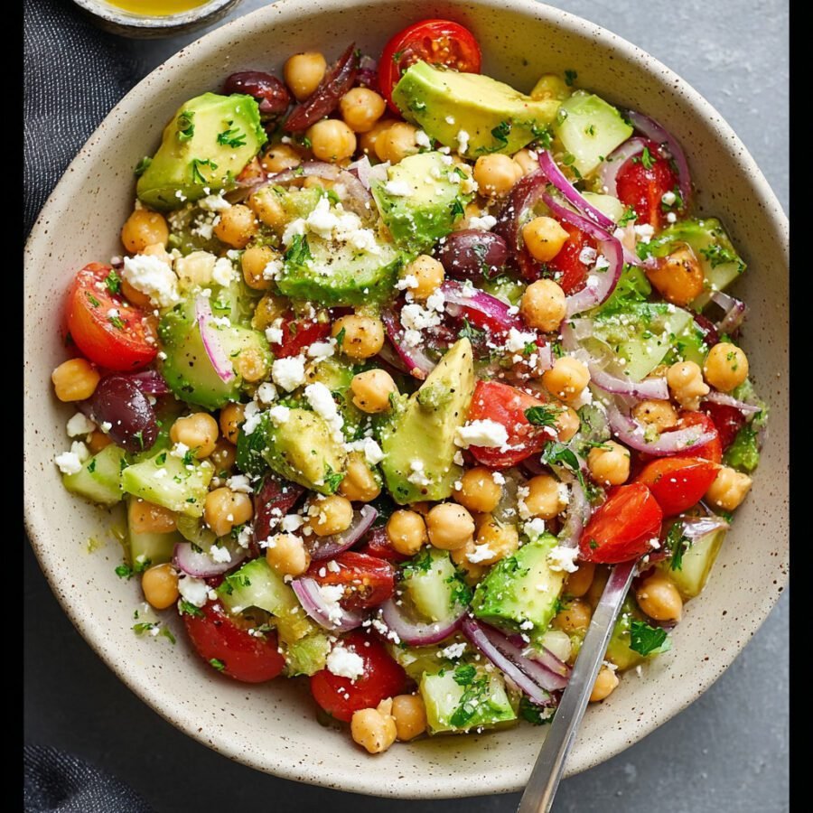 Chickpea Avocado Greek Salad