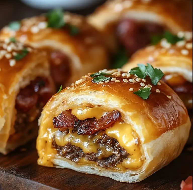 Garlic Butter Bacon Cheeseburger Rollups
