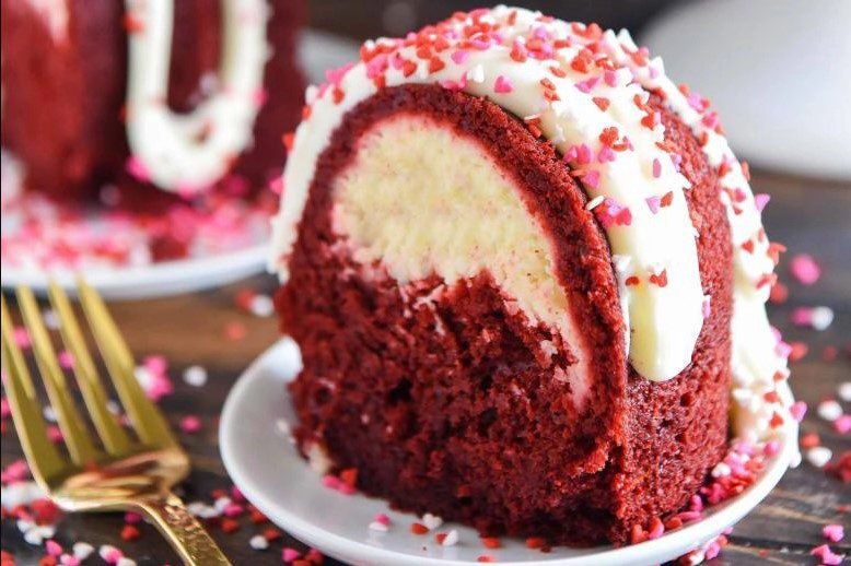 How to Make Layered Red Velvet Cheesecake Bundt Cake