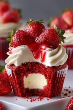 Strawberry Cheesecake Red Velvet Cupcakes