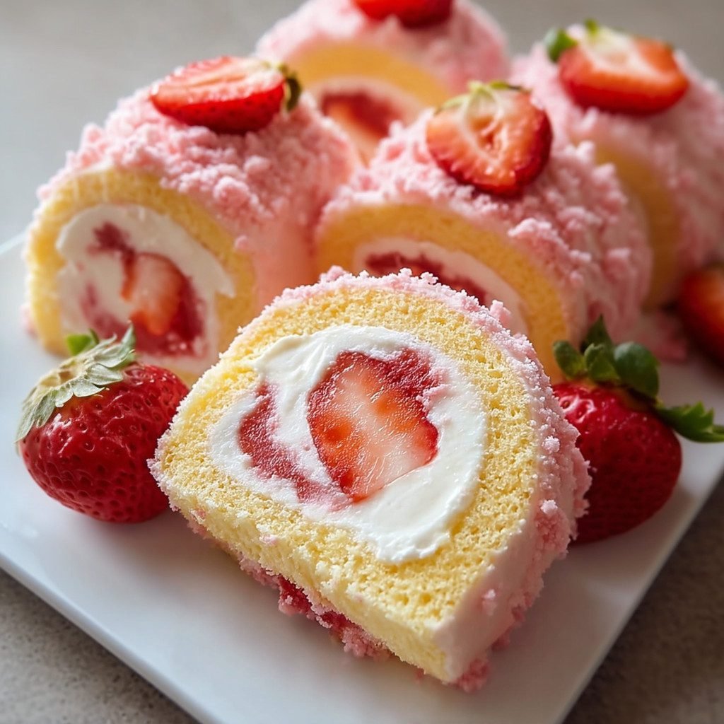 Sweet Strawberry Shortcake Cheesecake Rolls