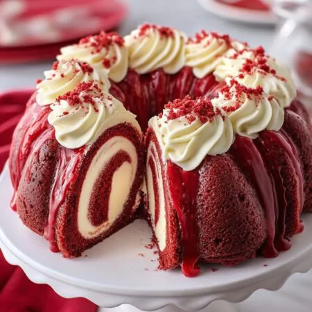 Layered Red Velvet Cheesecake Bundt Cake