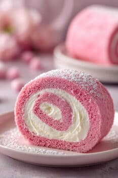 Pink Velvet Cake Roll with Cream Cheese Filling