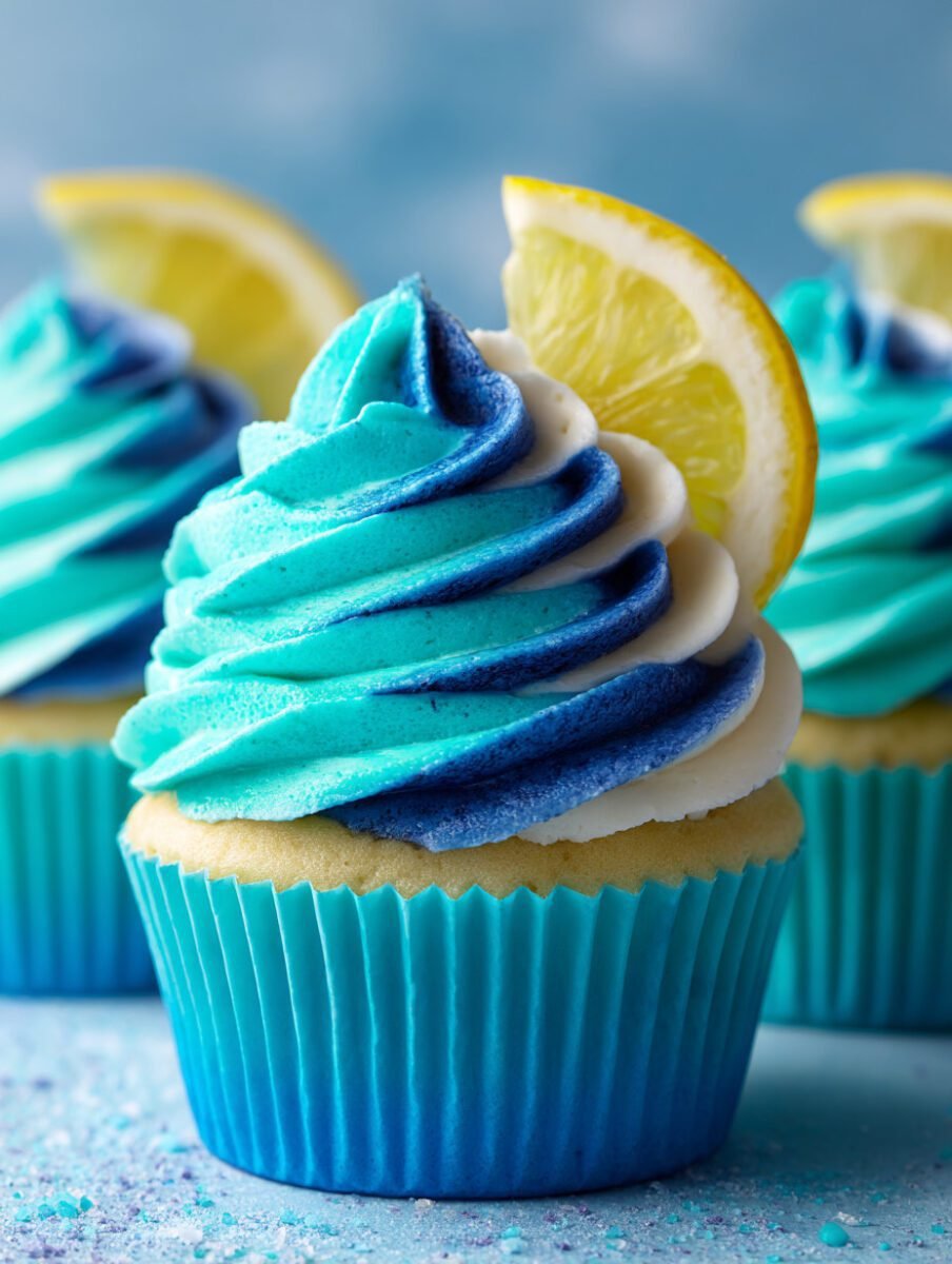 Lemon Blueberry Cupcakes with Lemon Swirl Buttercream
