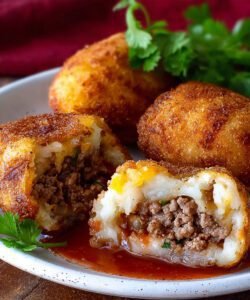 Crispy Mashed Potatoes Stuffed with Ground Beef