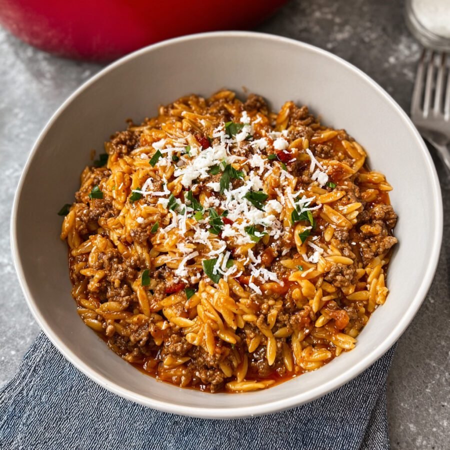 Ground Beef Orzo Comfort Bowl
