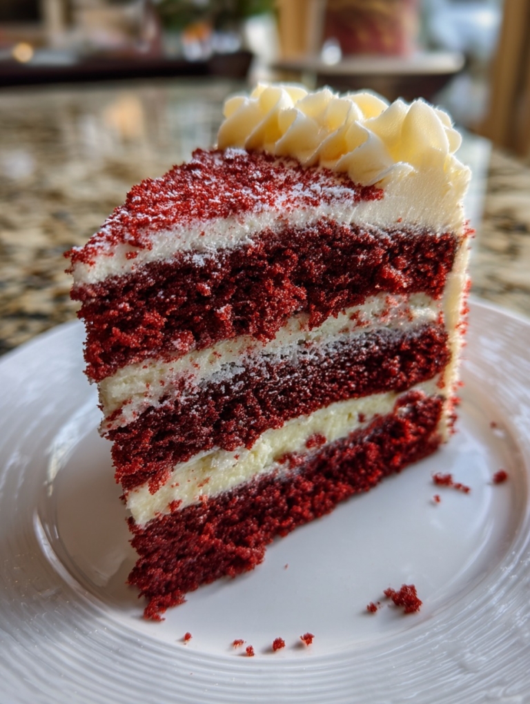 Say hello to your new favorite dessert! This Red Velvet Cake has everything—moist texture, smooth frosting, and that signature vibrant color. #RedVelvetDelight #DessertPerfection #BakingBliss #ClassicCakeRecipe #HomemadeLove #SweetTreats #BakingPassion #FamilyBakes #DeliciousDessert #VelvetBakes