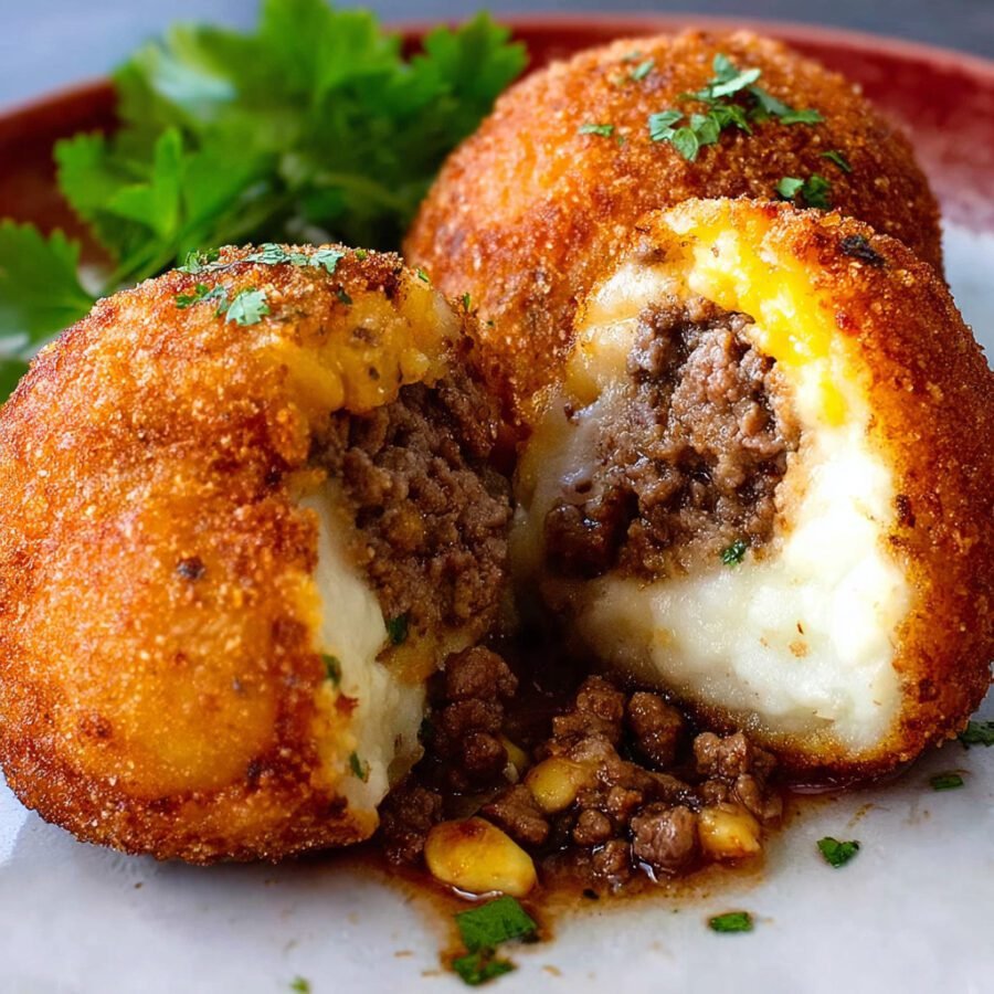 Crispy Mashed Potatoes Stuffed with Ground Beef Recipe Delight