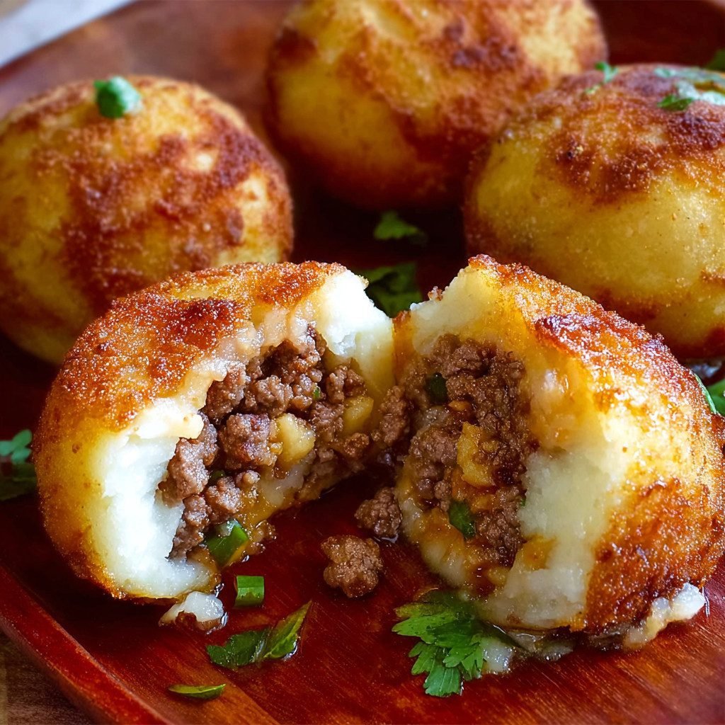 Crispy Mashed Potatoes Stuffed with Ground Beef Recipe Delight