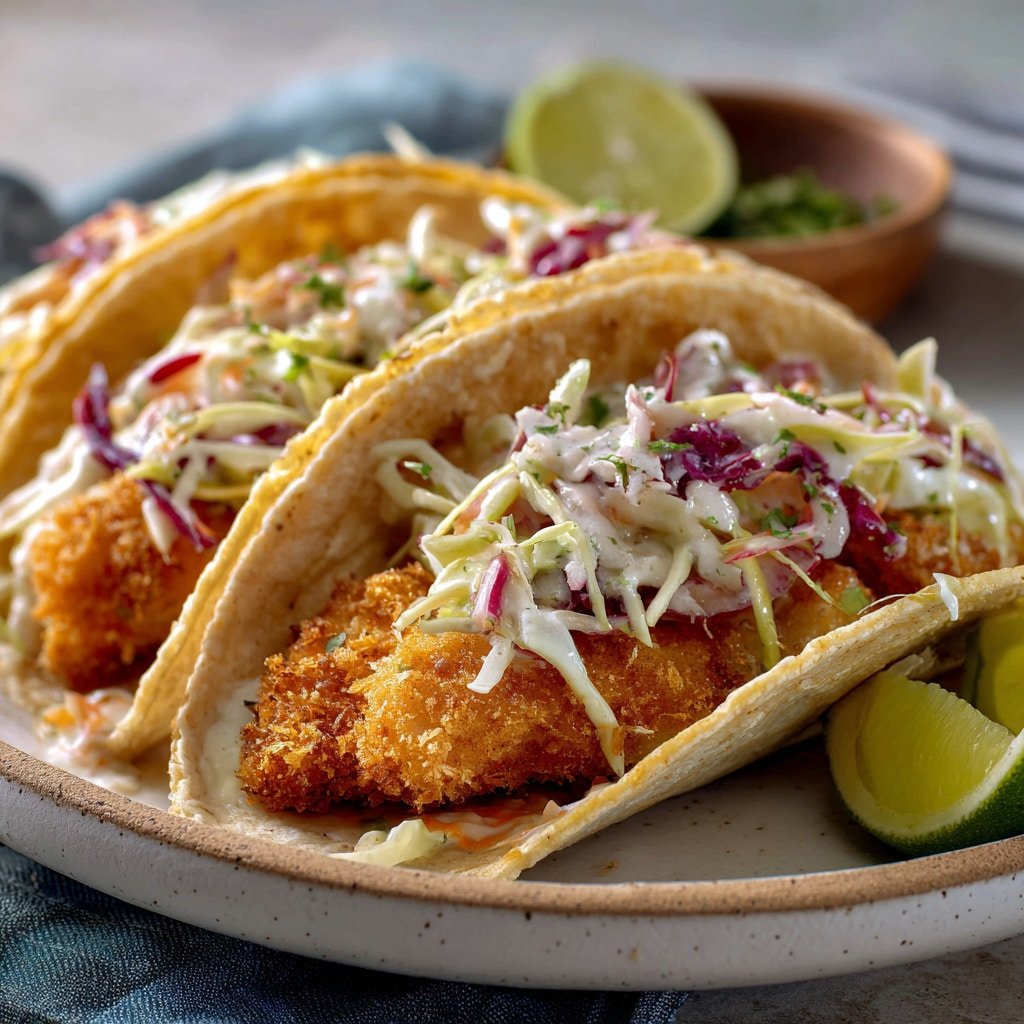 Crispy Fish Tacos with Slaw