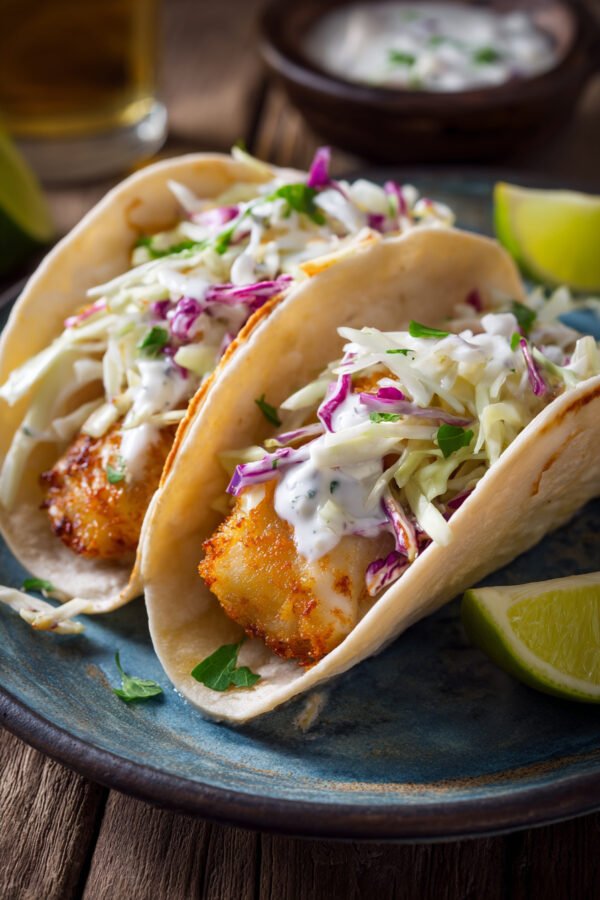 Crispy Fish Tacos with Slaw