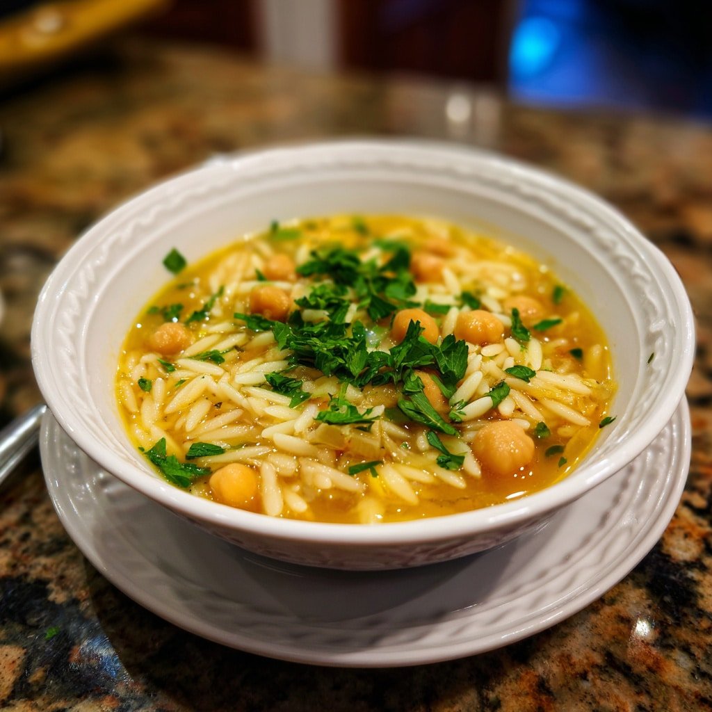 Greek Chickpea Orzo Soup