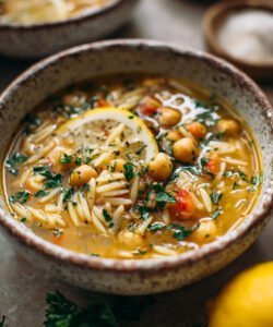 Greek Chickpea Lemon Orzo Soup