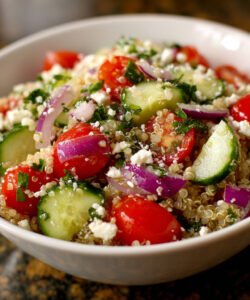 Greek Tomato Cucumber Quinoa Salad