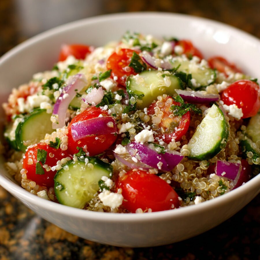 Greek Tomato Cucumber Quinoa Salad