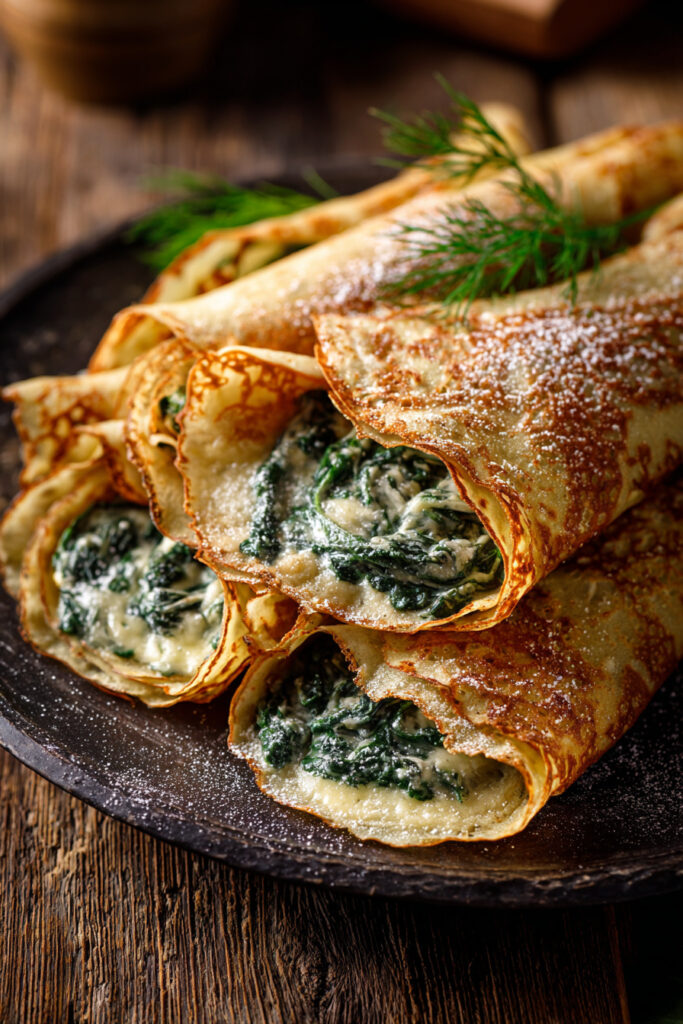 French Savory Crepes with Spinach: Perfect Lunch Delight!