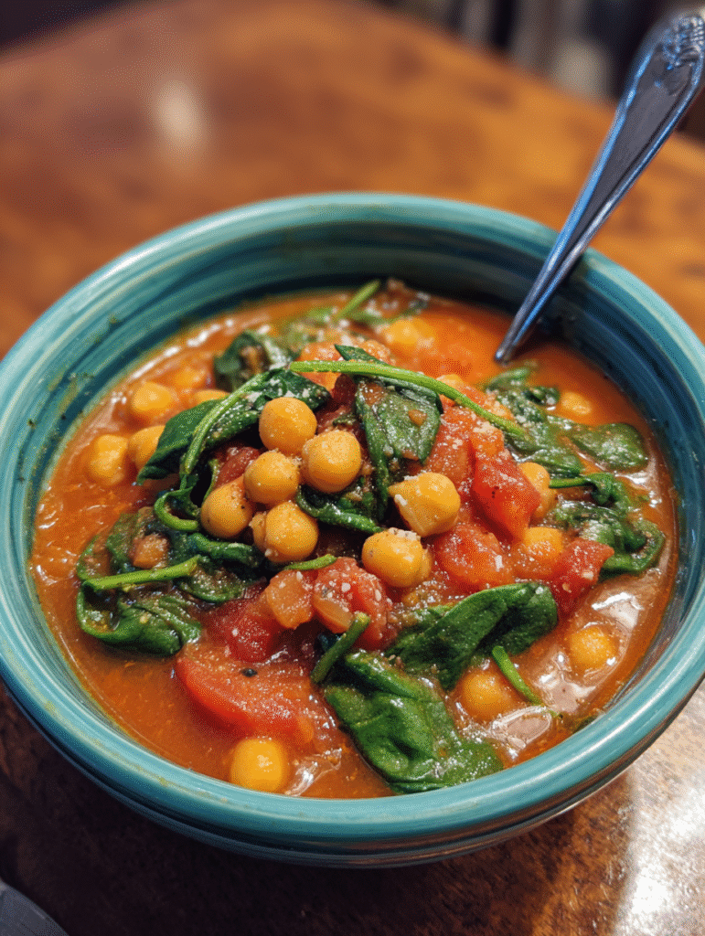 Easy Spanish Chickpea Spinach Stew