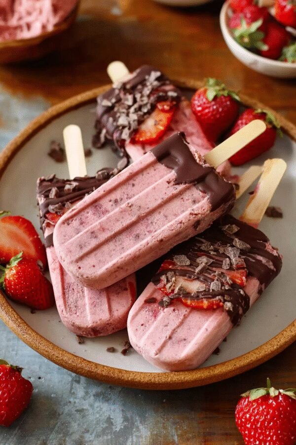 Chocolate Strawberry Frozen Protein Pops: Healthy Sweet Treat!