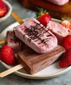 How to Make Chocolate Strawberry Frozen Protein Pops