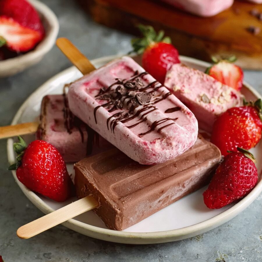 How to Make Chocolate Strawberry Frozen Protein Pops