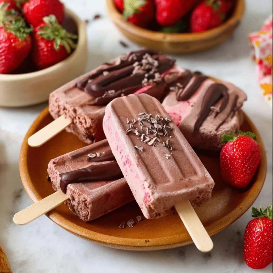 Delicious Variations of Chocolate Strawberry Frozen Protein Pops