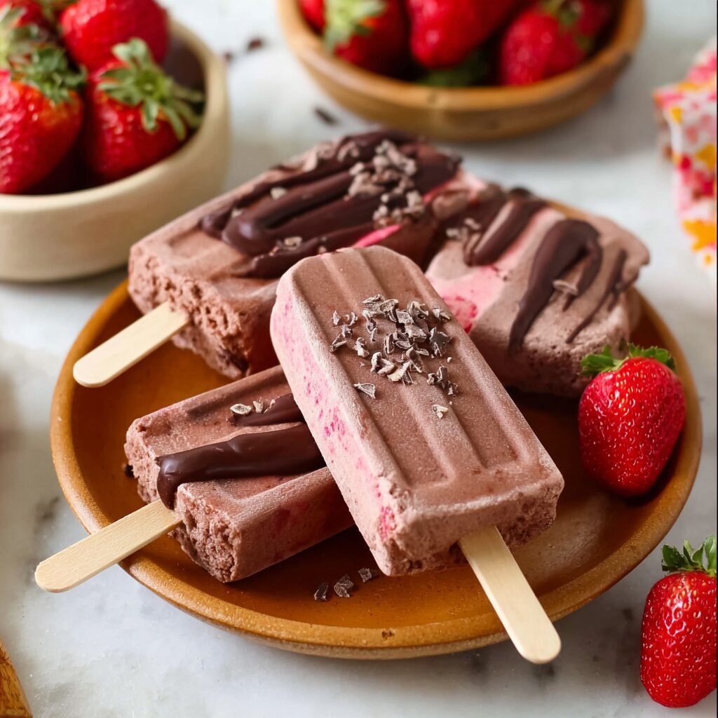 Chocolate Strawberry Frozen Protein Pops: Healthy Sweet Treat!
