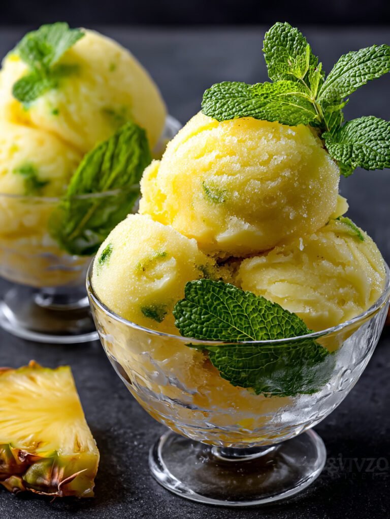 Pineapple Mint Frozen Sorbet: Refreshing Summer Treat