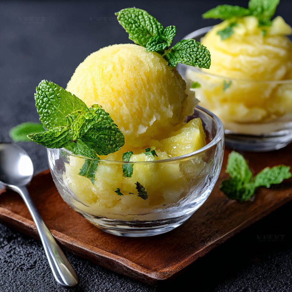 Pineapple Mint Frozen Sorbet: Refreshing Summer Treat