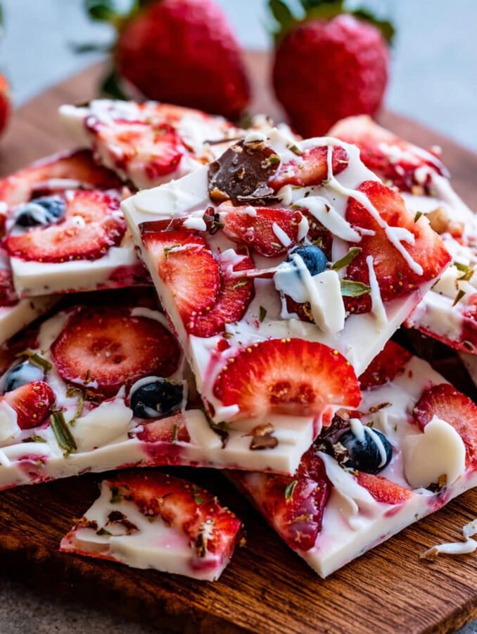 Frozen Strawberry Yogurt Bark