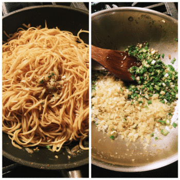 Overhead shot of the dish served in a bowl with fresh garnish, styled as a vibrant and inviting meal.