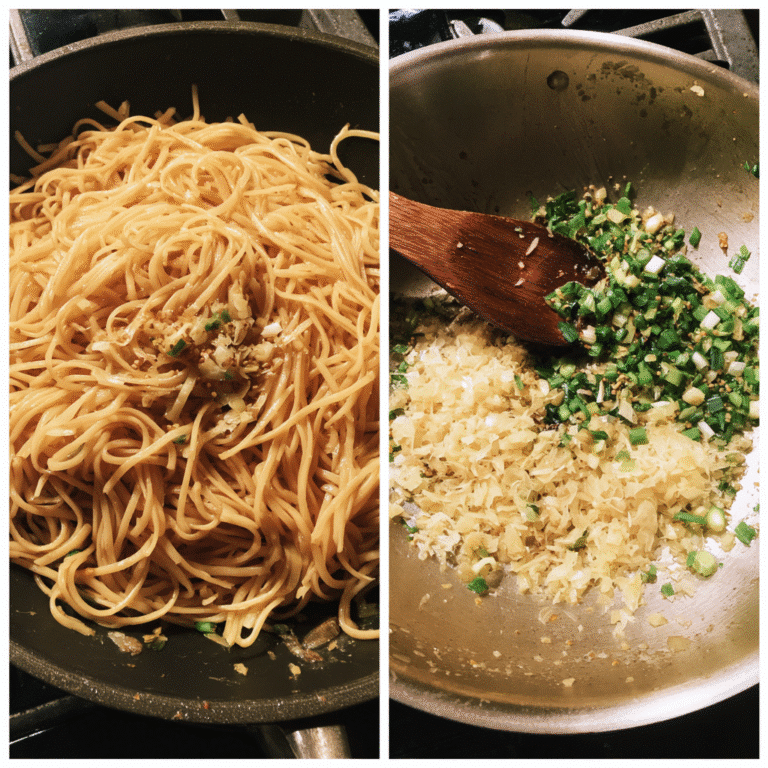 Overhead shot of the dish served in a bowl with fresh garnish, styled as a vibrant and inviting meal.