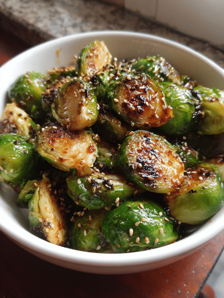 Garlic Sesame Roasted Brussels Sprouts
