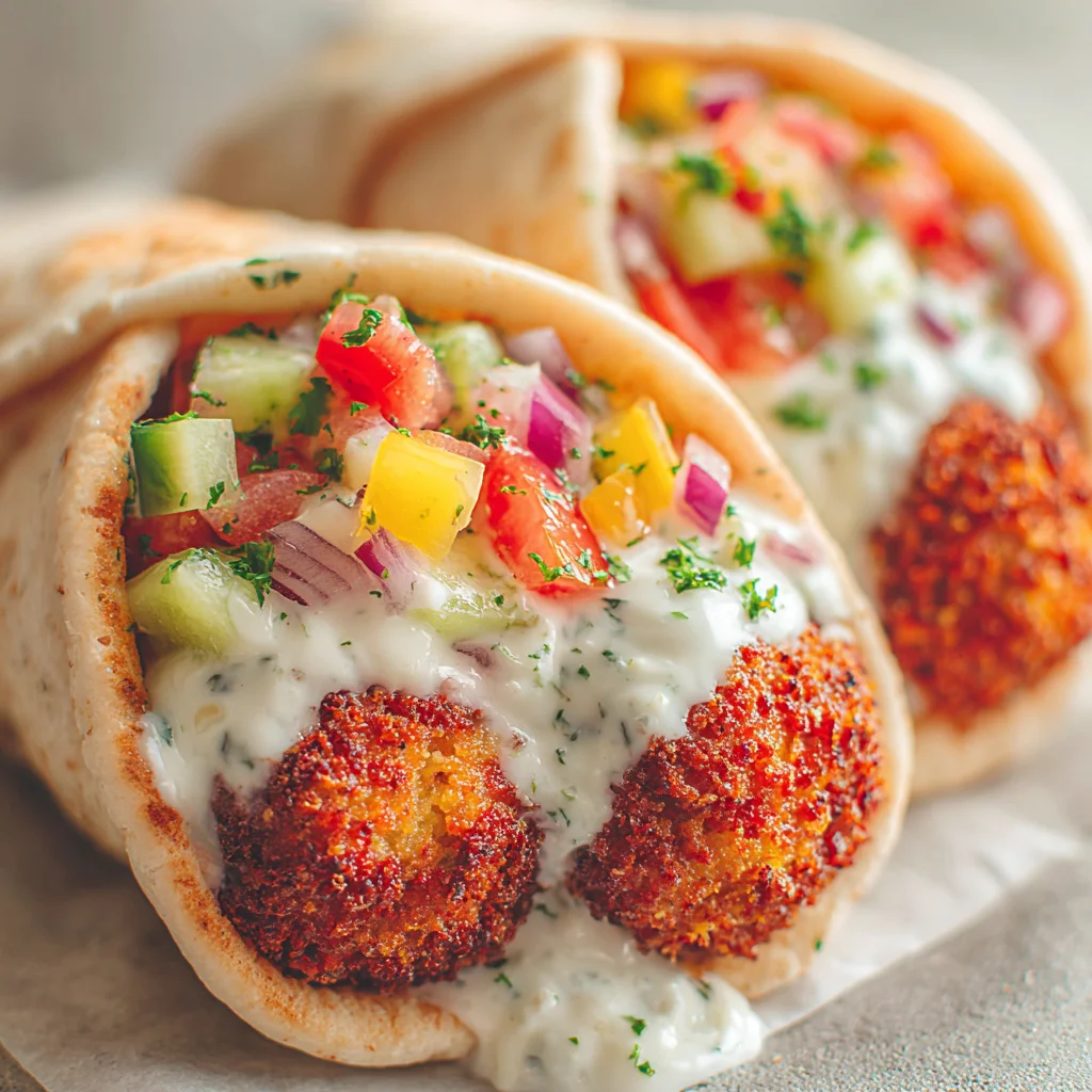 Middle Eastern Falafel Wrap with Tzatziki