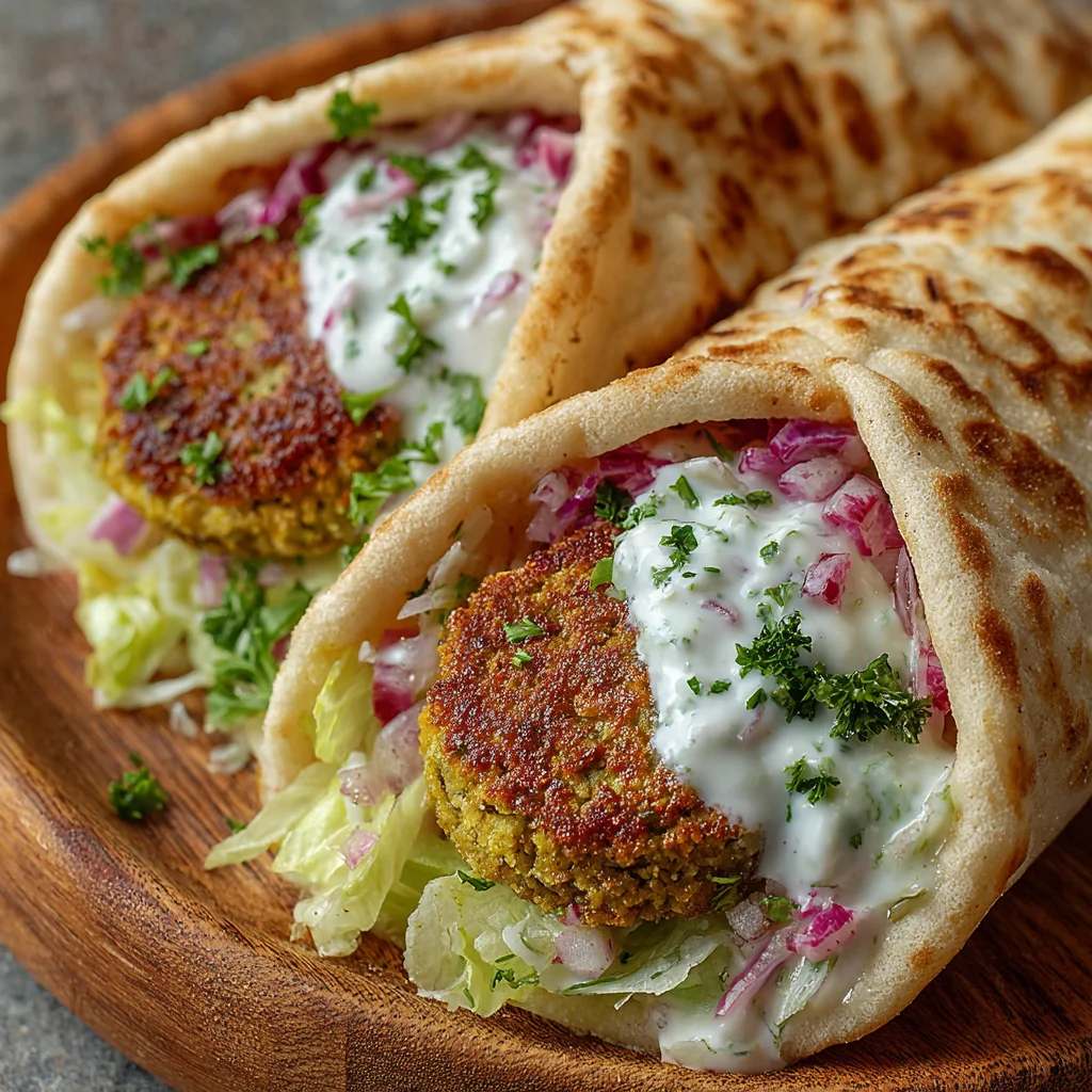 Middle Eastern Falafel Wrap with Tzatziki