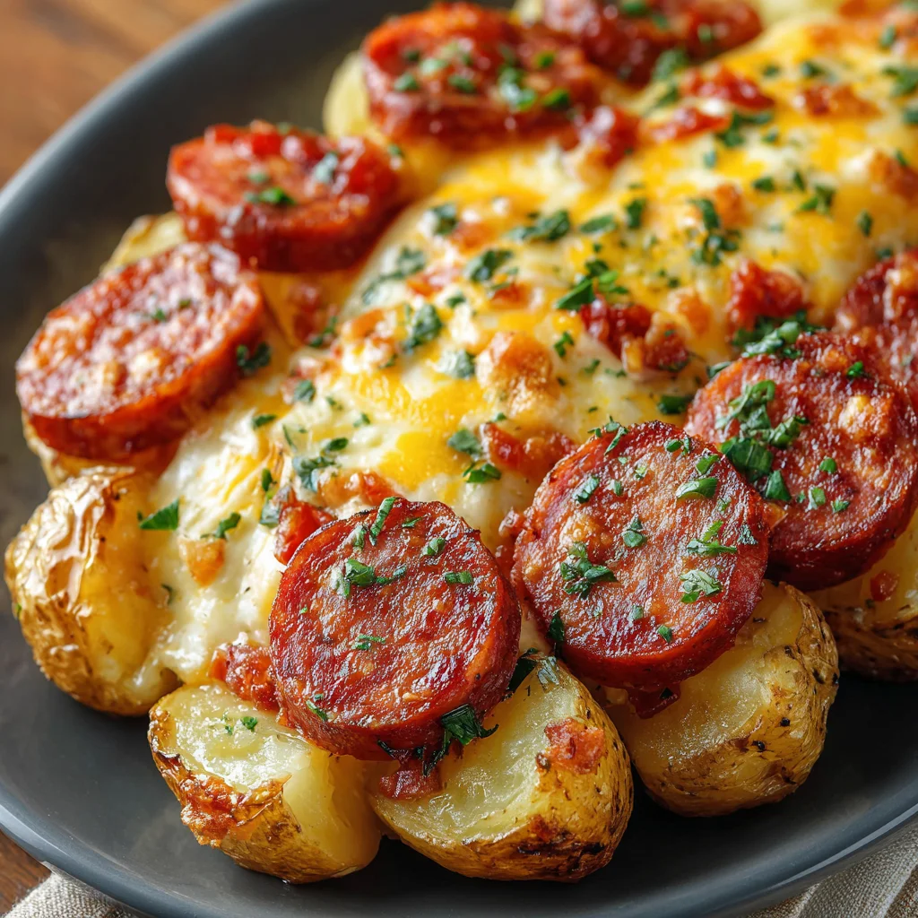 Cheesy Ranch Potatoes and Smoked Sausage