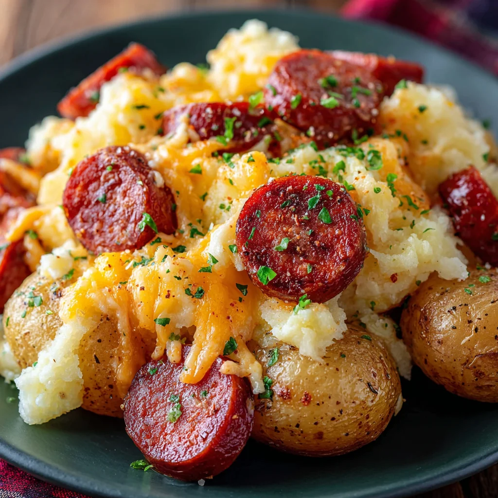 Cheesy Ranch Potatoes and Smoked Sausage