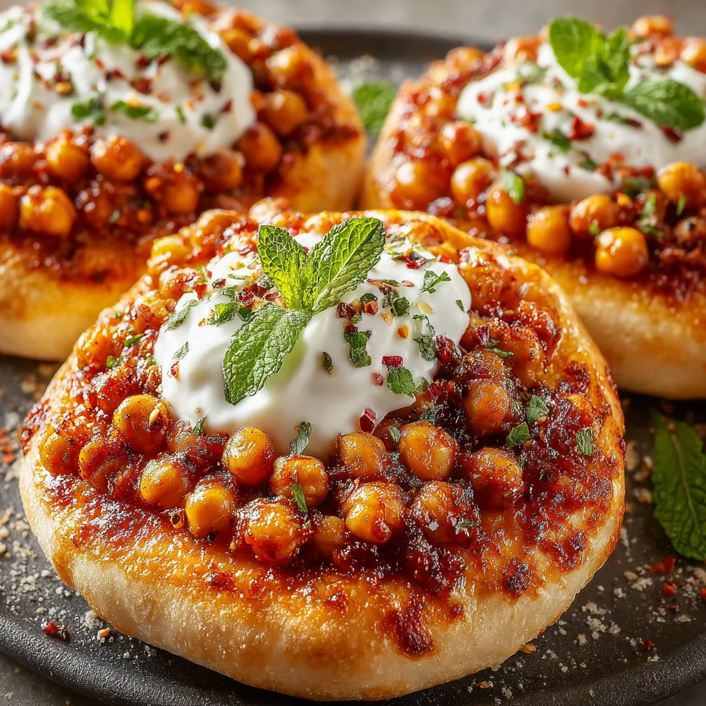 Crispy Chickpea and Harissa Flatbreads with Mint Yogurt