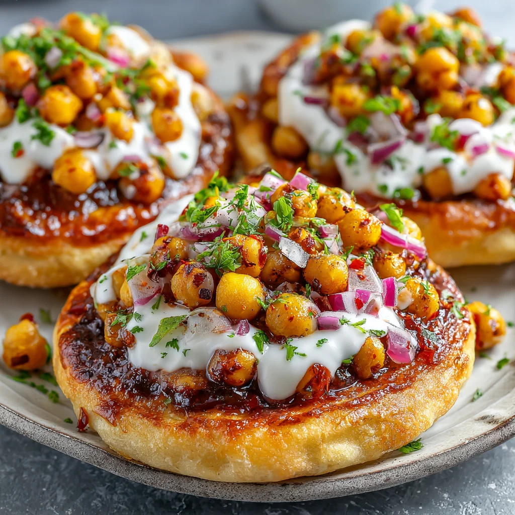 Crispy Chickpea and Harissa Flatbreads with Mint Yogurt