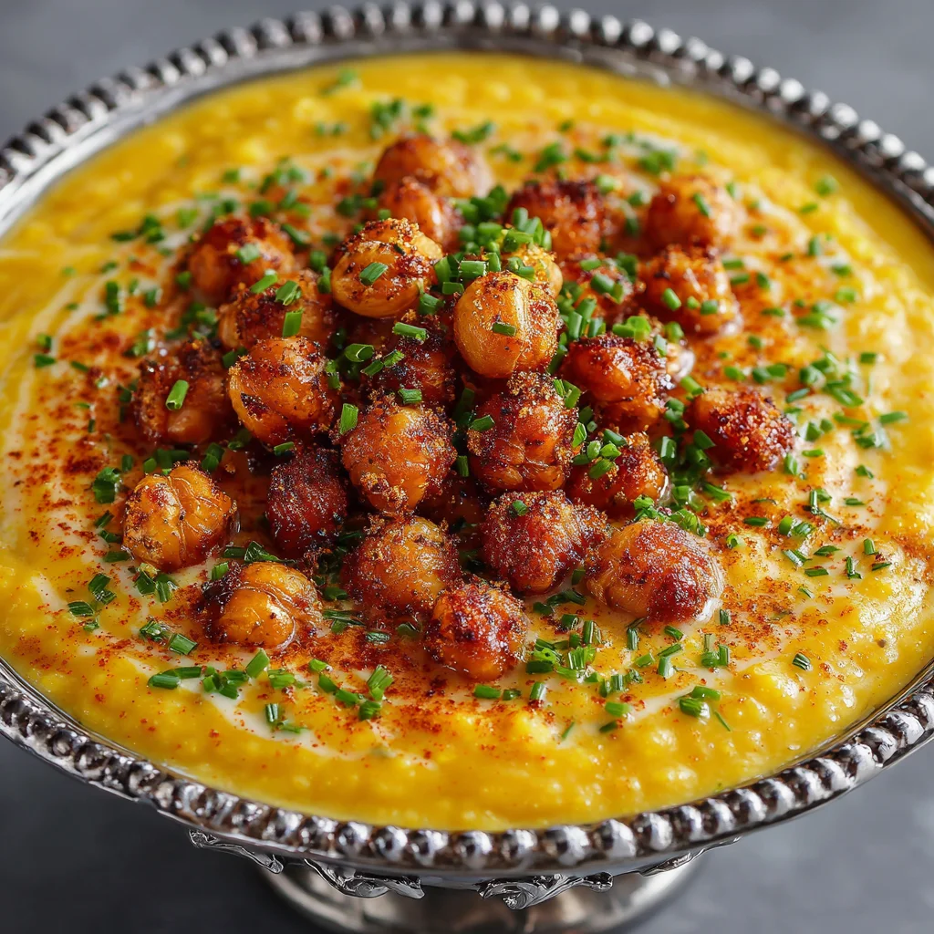 Turmeric and Coconut Lentil Soup with Crispy Chickpeas