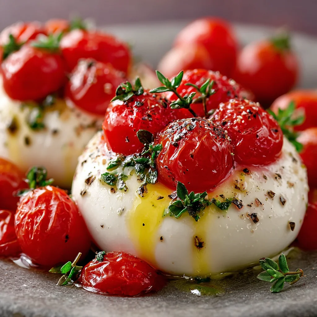 Creamy Burrata with Roasted Cherry Tomatoes and Basil Oil