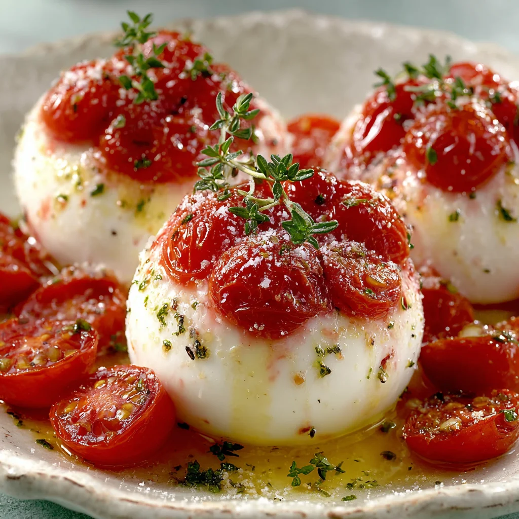 Creamy Burrata with Roasted Cherry Tomatoes and Basil Oil